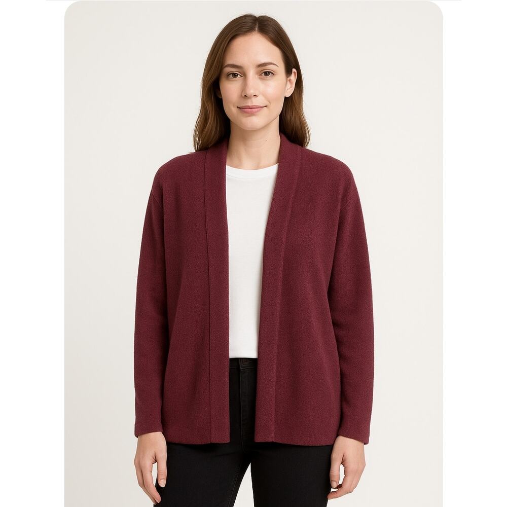 Barefoot Dreams Cardigan 1X Cozy Chic Lite Women Sweater Purple Hood Pockets New